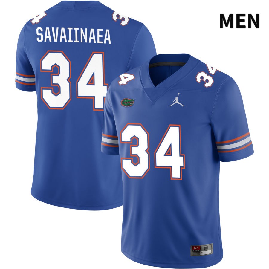NCAA Florida Gators Andrew Savaiinaea Men's #34 Jordan Brand Royal 2022 NIL Stitched Authentic College Football Jersey JPQ1764NI
